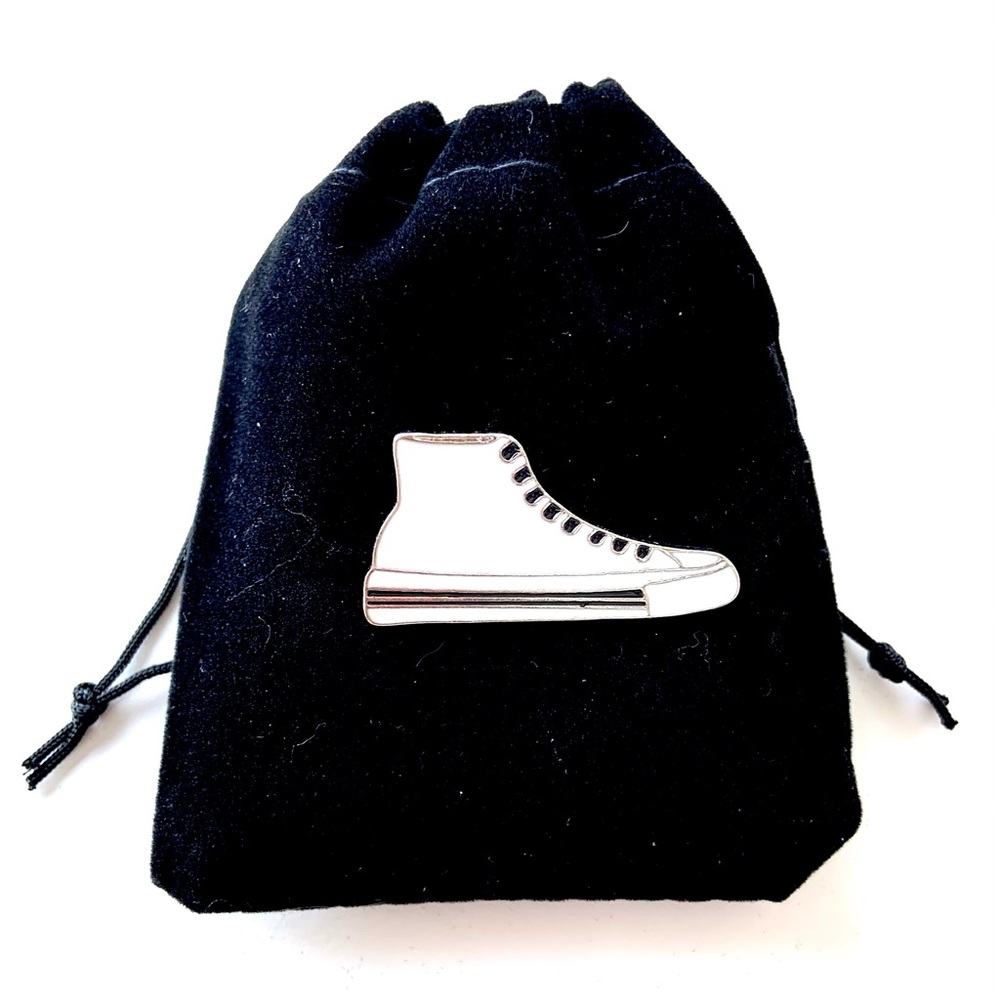 3/$15👟White Hightop Sneaker Unisex Enamel Pin with Gift Bag (mix & match)